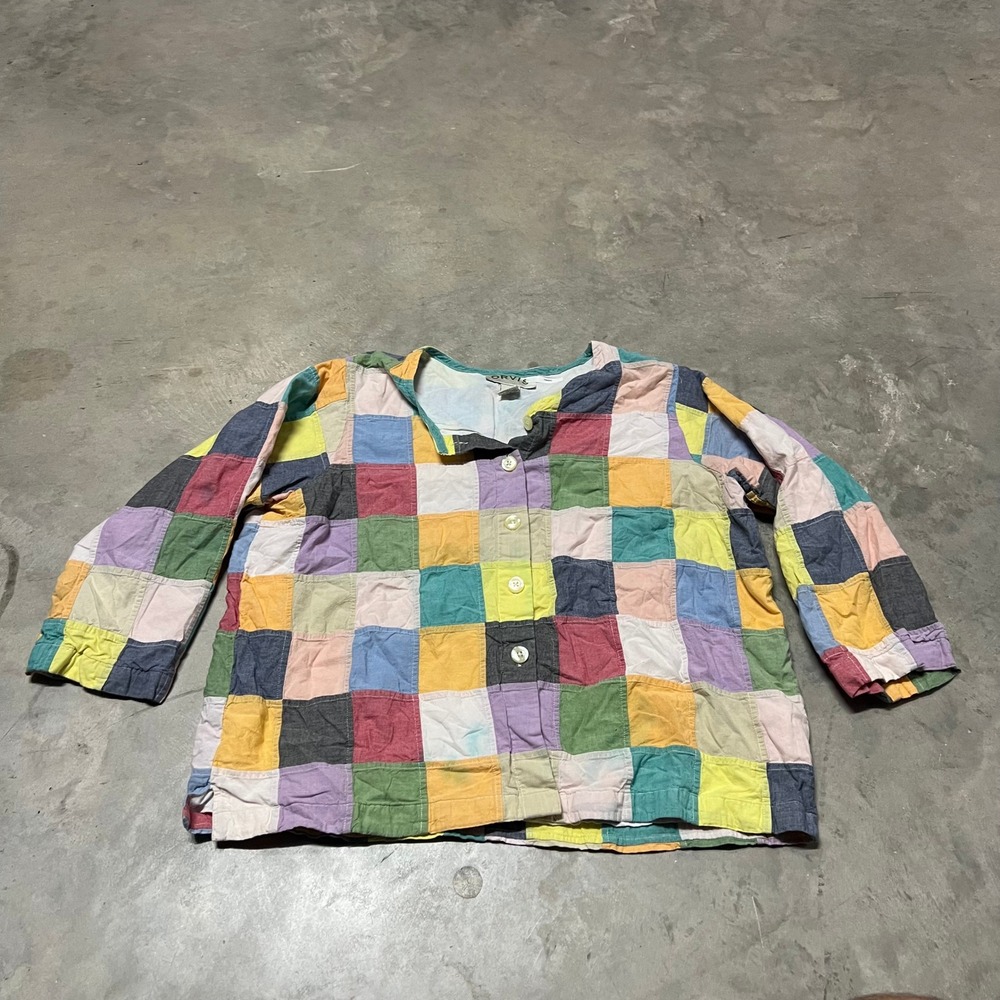 Orvis Womens Patchwork Cotton Button Front Shirt Multi Color Size 20 63KC